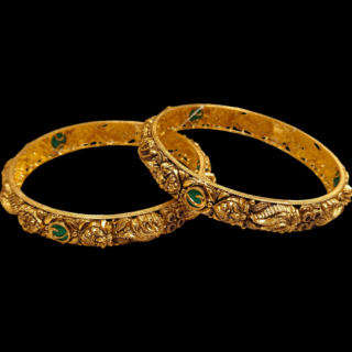 45grams gold antique bangles designs