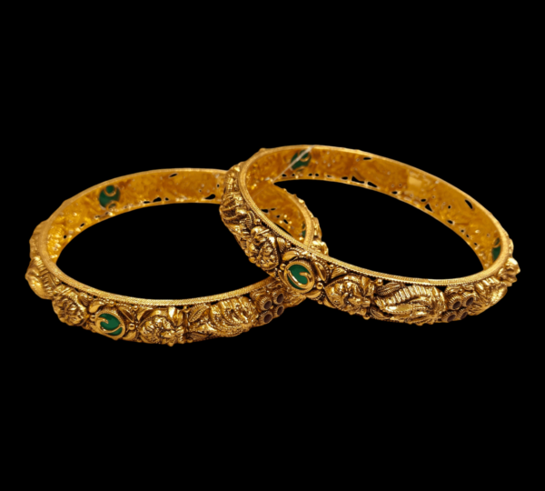 45grams gold antique bangles designs