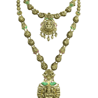 Gold set jewellery designs Long chain and necklace designs